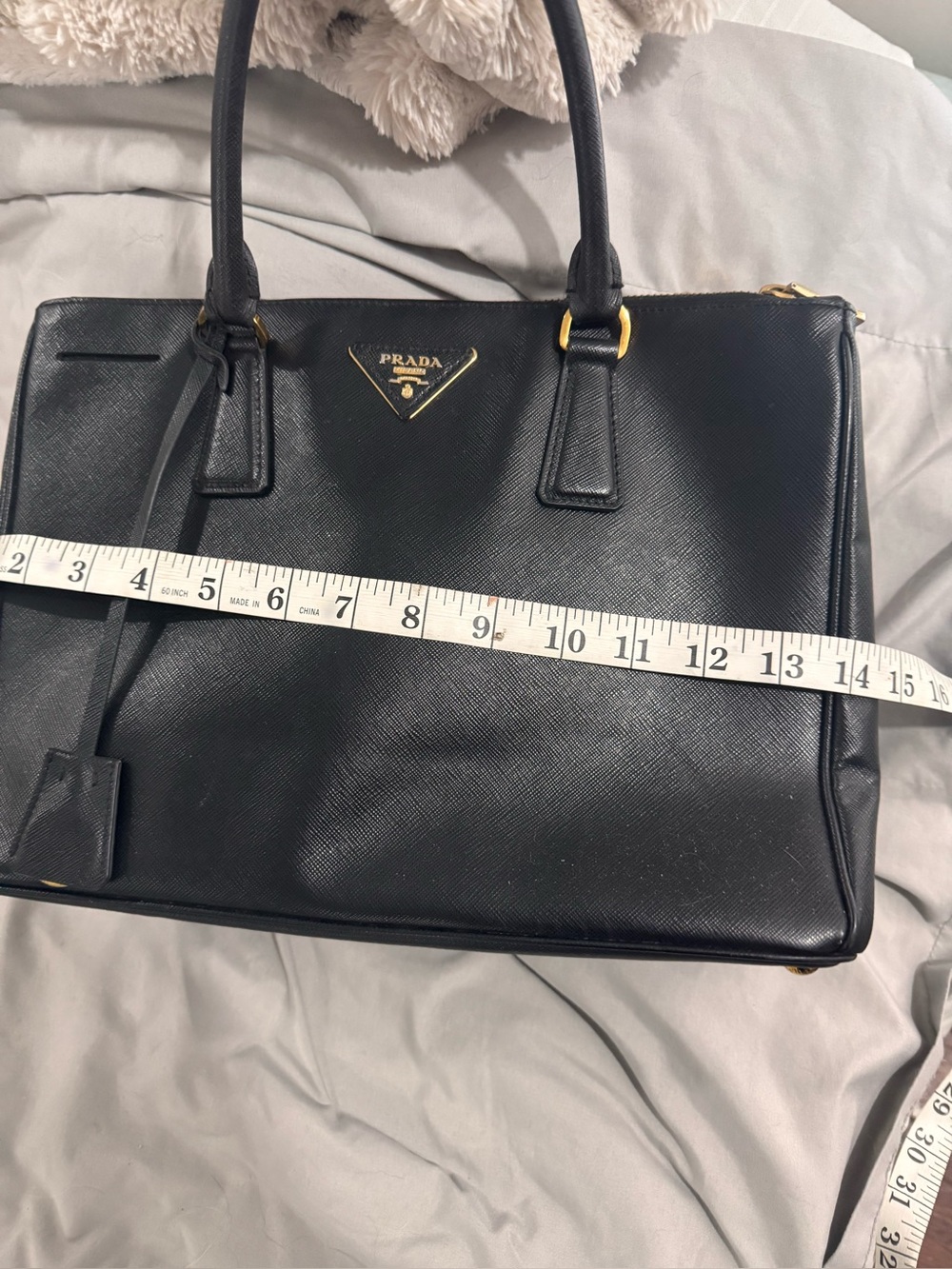 Prada Black Saffiano Leather Satchel with Gold Hardware - Picture 6 of 8